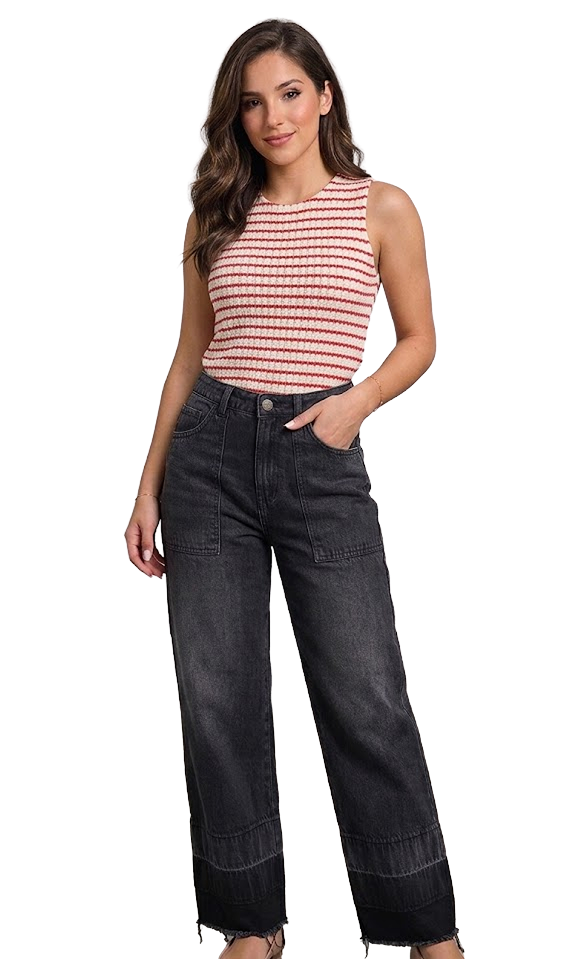 Black Wide-Leg Jeans on a fashion model